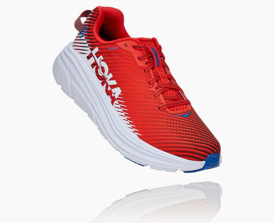 Hoka One One Mens Running Shoes - Rincon 2 - Red/White - IZRT30172